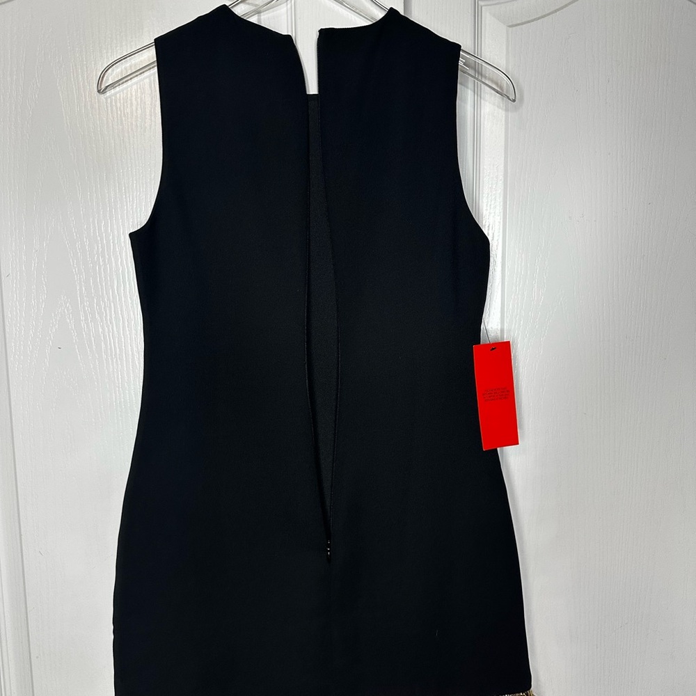 Simon Miller Bowie Fringe Mini Dress in Black Gold Silver Size Small NWT - Picture 8 of 17